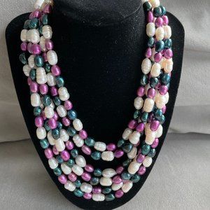 Pearl Statement Necklace 6 Strand